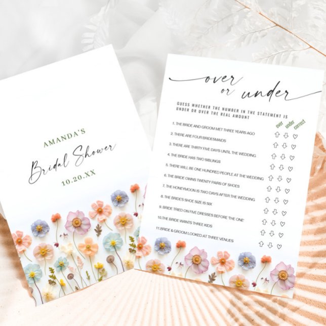 Pastel Pink Boho Wildflowers Bridal Game Card (Creator Uploaded)