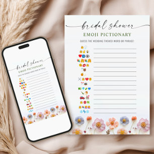 Pastel Pink Boho Wildflowers Bridal Game Card