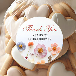 Pastel Pink Boho Wildflowers Bridal Shower Classic Round Sticker