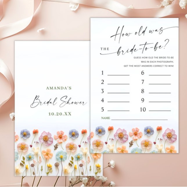 Pastel Pink Boho Wildflowers Bridal Shower Game (Creator Uploaded)