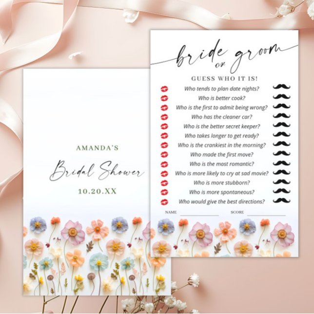 Pastel Pink Boho Wildflowers Bridal Shower Game (Creator Uploaded)