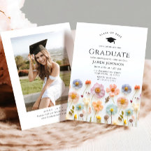 Pastel Pink Boho Wildflowers Graduation Party