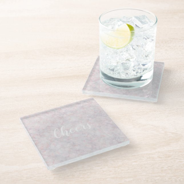 Pastel Pink Bokeh Design Glass Coaster (Angled)