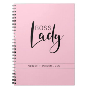 Pastel Pink Boss Lady Logo Personalised Notebook