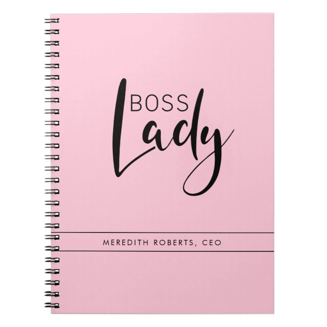 Pastel Pink Boss Lady Logo Personalised Notebook (Front)