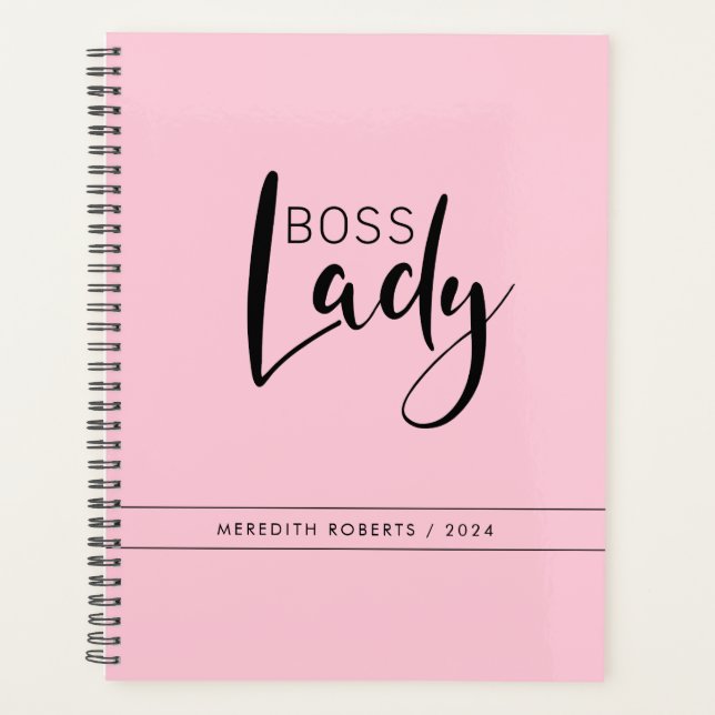 Pastel Pink Boss Lady Logo Personalised Planner (Front)