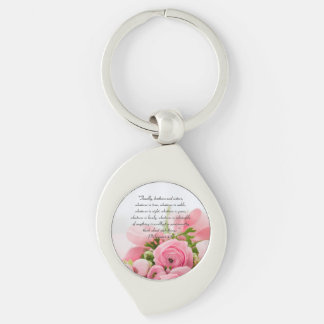 Pastel Pink Bouquet of Flowers Bible Verse Key Ring