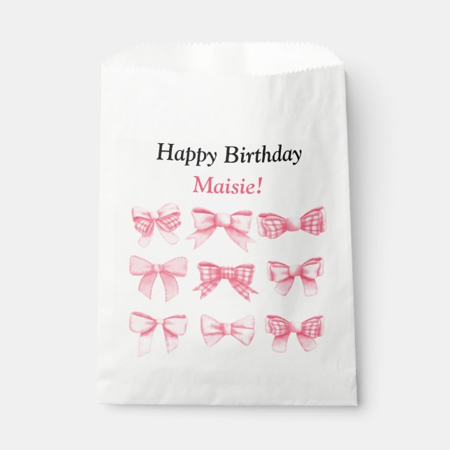 Pastel Pink Bow Birthday Treat Bag (Front)