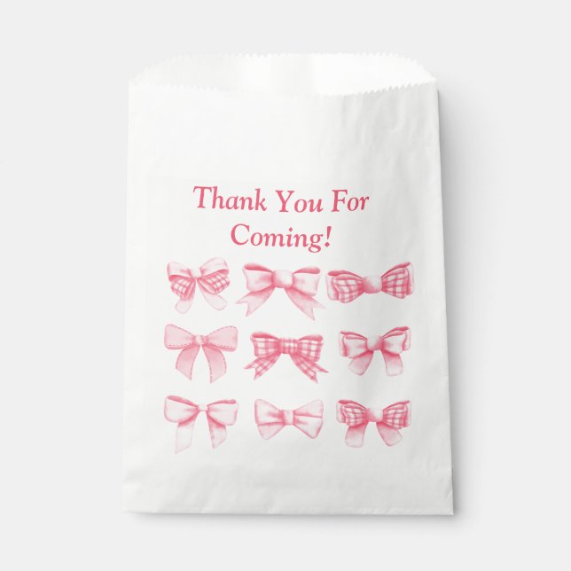 Pastel Pink Bow Birthday Treat Bag (Front)