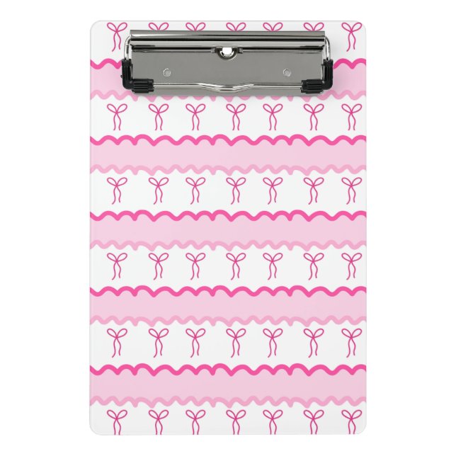 Pastel Pink Bow Seamless Pattern – Cute Aesthetic  Mini Clipboard (Front)