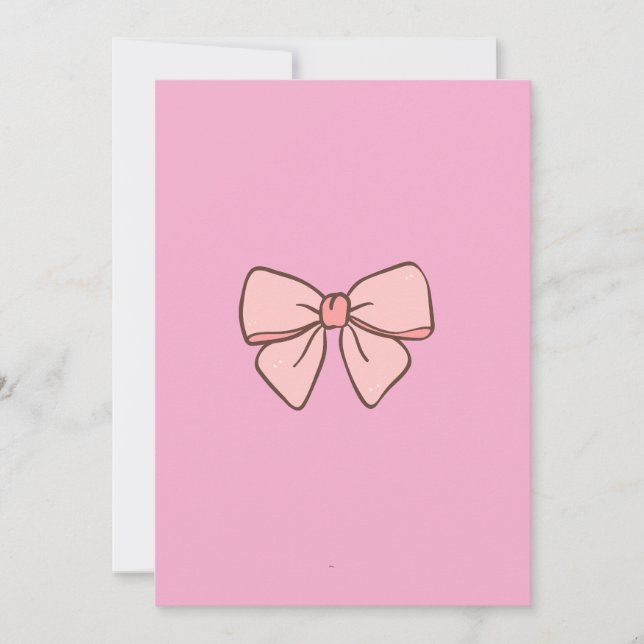 pastel pink bow tie girl invitation card