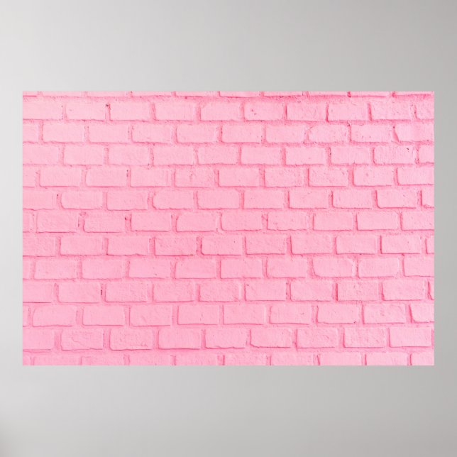 Pastel pink brick background wall texture. pink re poster (Front)