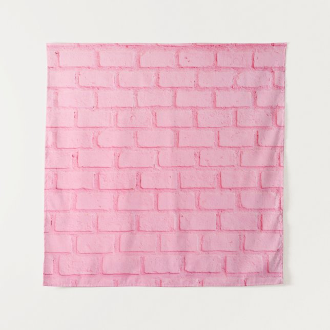 Pastel pink brick background wall texture. pink re tapestry (Front)