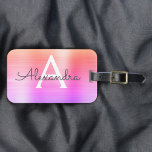 Pastel Pink Brushed Metal Monogram Name Initial Luggage Tag<br><div class="desc">Pastel Ombre Pink,  Orange and Purple Brushed Metal Foil Monogram Name and Initial Luggage Tag. This bag tag is perfect for Back to School,  Work,  or Travelling.</div>