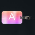 Pastel Pink Brushed Metal Monogram Name Initial Luggage Tag<br><div class="desc">Pastel Ombre Pink,  Orange and Purple Brushed Metal Foil Monogram Name and Initial Luggage Tag. This bag tag is perfect for Back to School,  Work,  or Travelling.</div>