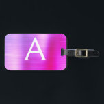 Pastel Pink Brushed Metal Monogram Name Initial Luggage Tag<br><div class="desc">Pastel Ombre Pink,  Orange and Purple Brushed Metal Foil Monogram Name and Initial Luggage Tag. This bag tag is perfect for Back to School,  Work,  or Travelling.</div>