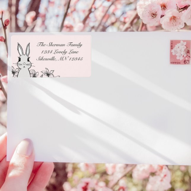 Pastel Pink Bunny Spring Return Address (Creator Uploaded)