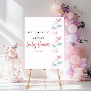 "Pastel Pink Butterfly Welcome  Acrylic Sign
