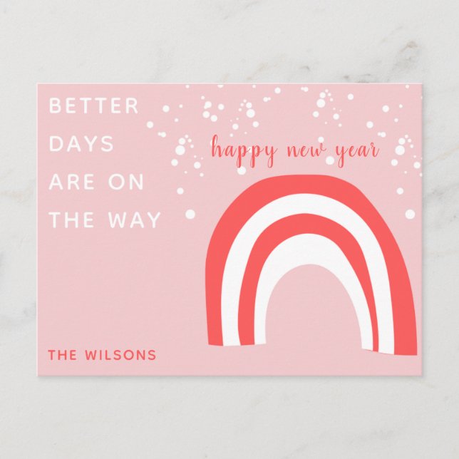 pastel pink candy cane rainbow personalised postcard (Front)