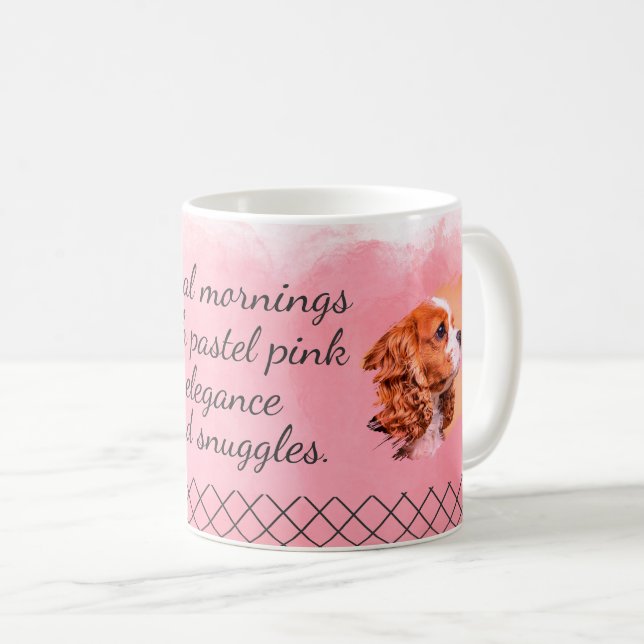Pastel Pink Cavalier King Charles Spaniel Custom  Coffee Mug (Front Right)