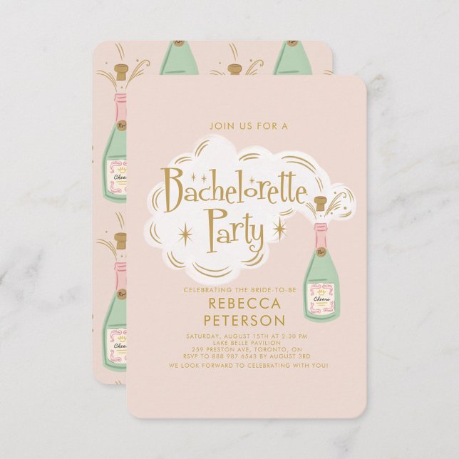Pastel Pink Champagne Bachelorette Party  Invitation (Creator Uploaded)