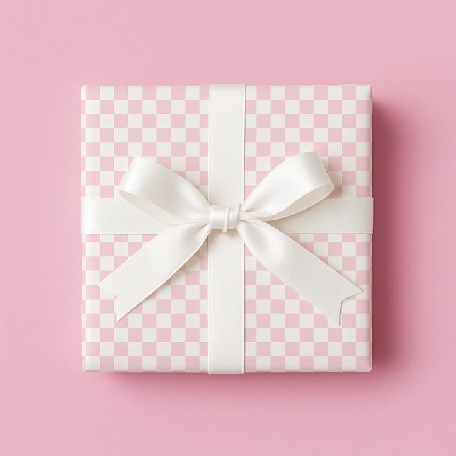 Pastel Pink Checkered Wrapping Paper (Everyday Gifting)
