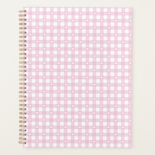 Pastel Pink Checks Planner (Front)