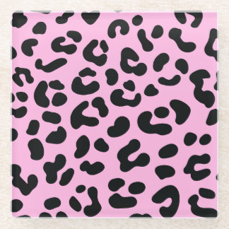 Pastel Pink Cheetah Print Glass Coaster