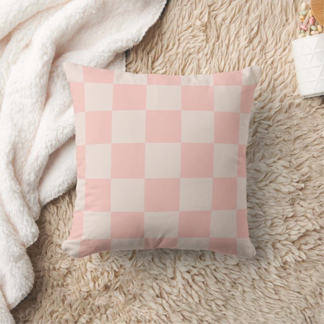 Pastel Pink Chequered Pillow Design (Blanket)