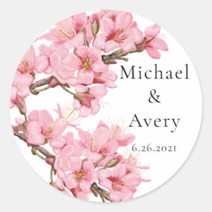 Pastel pink cherry blossom commemorative sticker