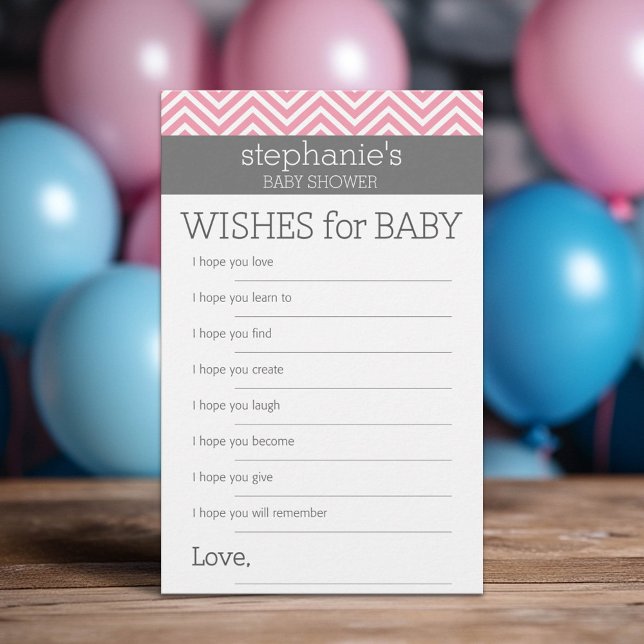 Pastel Pink Chevrons Baby Wishes Shower Game (Custom Baby Shower Games)