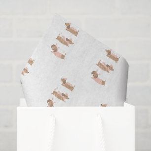 Pastel Pink Christmas Dachshunds Tissue Paper
