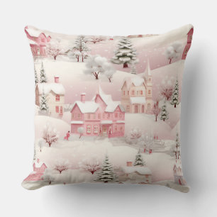 Pastel Pink Christmas Throw Pillow