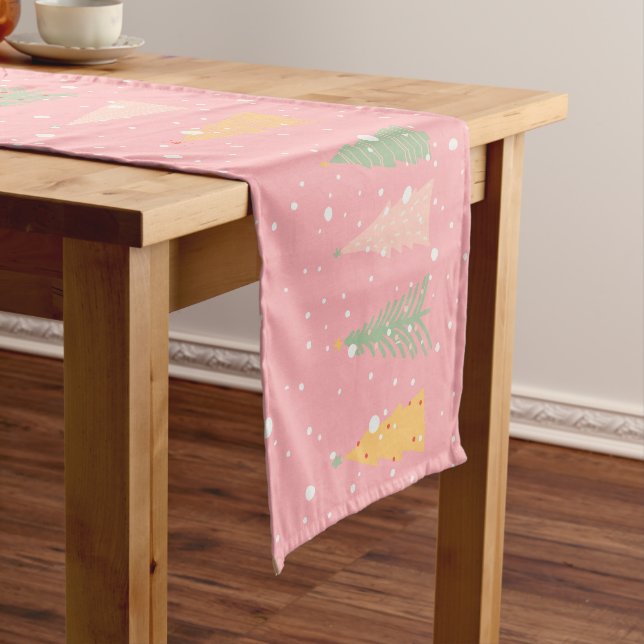 Pastel Pink Christmas Tree Table Runner (In Situ)