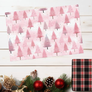 Pastel Pink Christmas Tree Watercolor Tissue Paper
