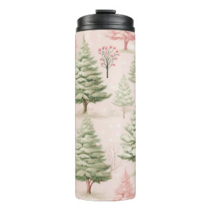 PASTEL PINK CHRISTMAS WINTER SCENE THERMAL TUMBLER