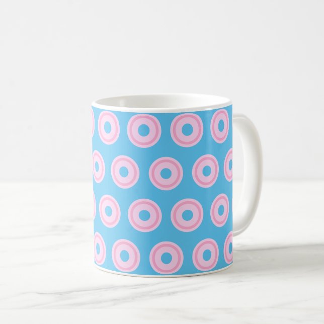 Pastel Pink Circles Simple Clean Minimal Blue Coffee Mug (Front Right)