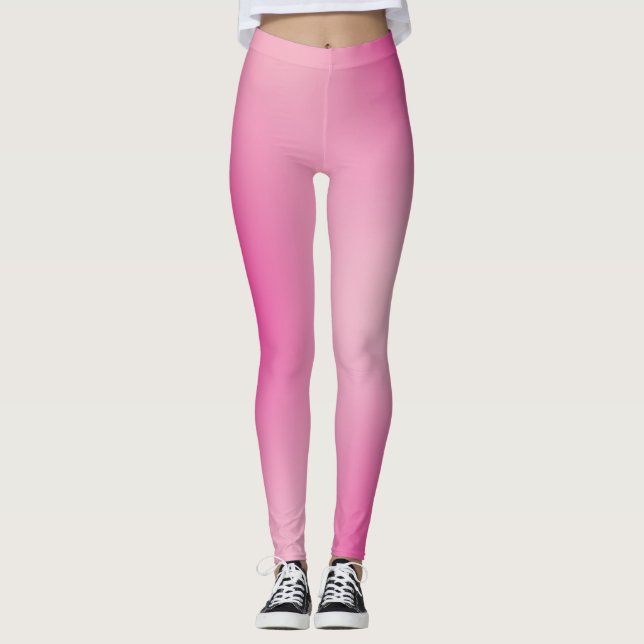 Pastel Pink Colours Abstract Blur Gradient Ombre Leggings (Front)