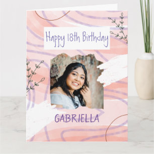 Pastel pink colours custom photo birthday card