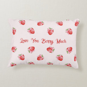 Pastel Pink Coquette Strawberry Personalized Decorative Cushion
