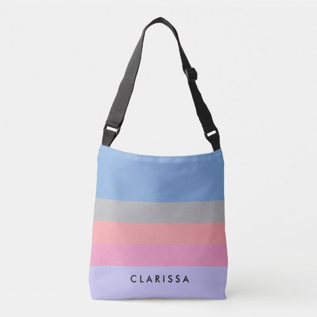 pastel pink coral grey blue purple colour block crossbody bag (Front)
