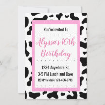 Pastel Pink Cow Print Party Invitation