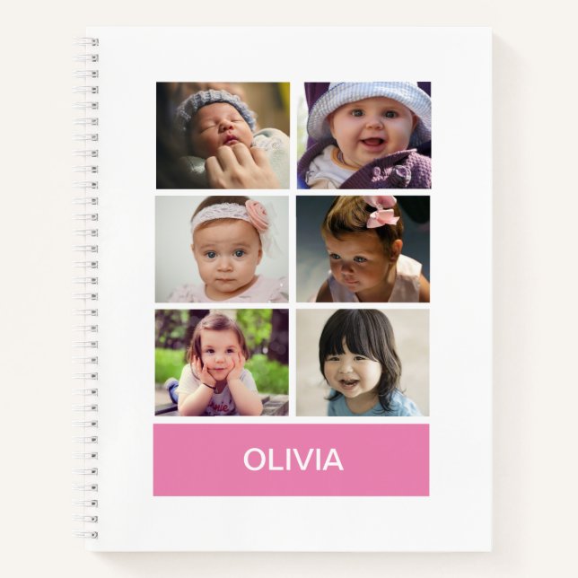 Pastel Pink Custom Photo – Personalised Notebook (Front)