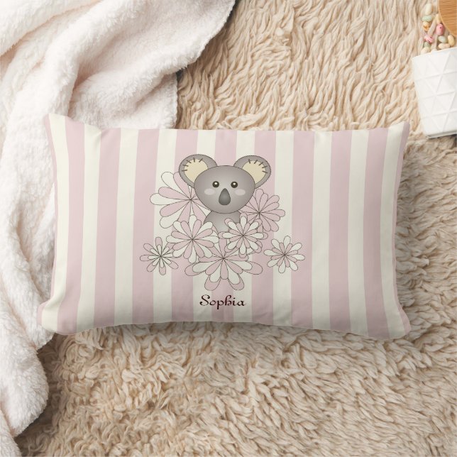 Pastel Pink Cute Baby Koala Children's Room Lumbar Cushion (Blanket)