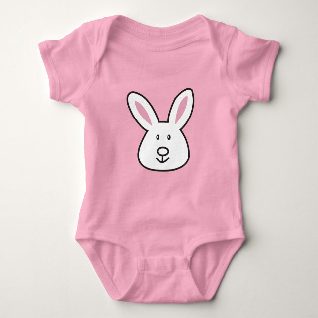 Pastel Pink Cute Easter Bunny Illustration  Baby Bodysuit (Front)