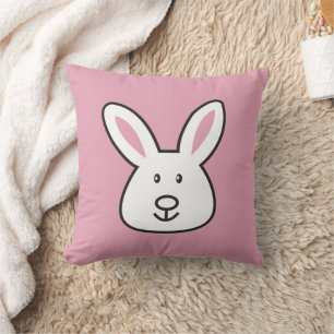 Pastel Pink Cute Easter Bunny Illustration Cushion