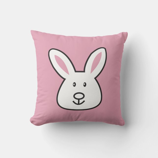 Pastel Pink Cute Easter Bunny Illustration  Cushion (Front)