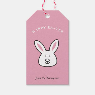 Pastel Pink Cute Easter Bunny Illustration Gift Tags