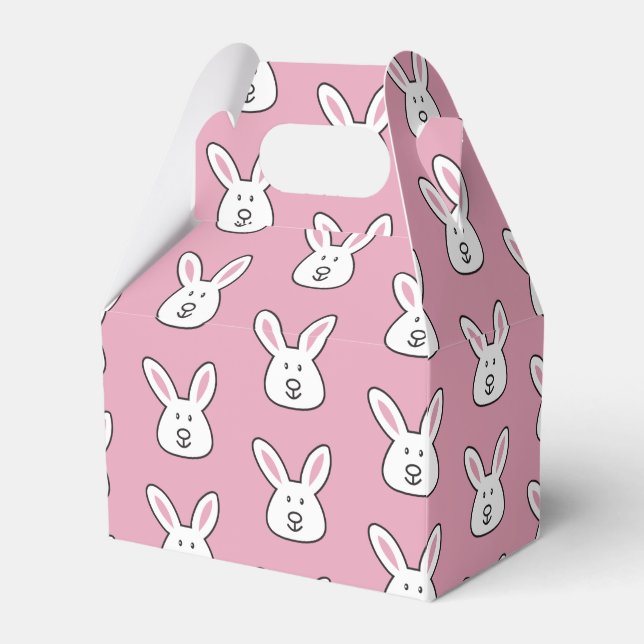 Pastel Pink Cute Easter Bunny Pattern Favour Box (Front Side)