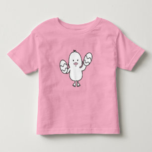 Pastel Pink Cute Easter Chick & Eggs Illustration Toddler T-Shirt